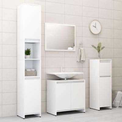 vidaXL Set Mobili da Bagno 4 pz Bianco in Truciolato