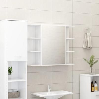 vidaXL Armadietto a Specchio Bianco Lucido 80x20,5x64 cm in Truciolato