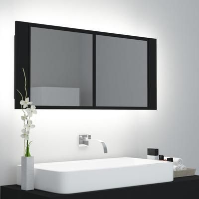 vidaXL Armadietto a Specchio con Luci LED Nero 100x12x45cm in Acrilico