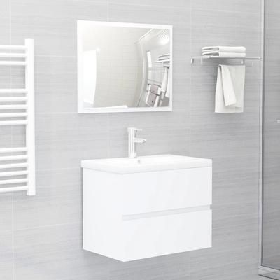 vidaXL Set Mobili da Bagno 2 pz Bianco in Truciolato