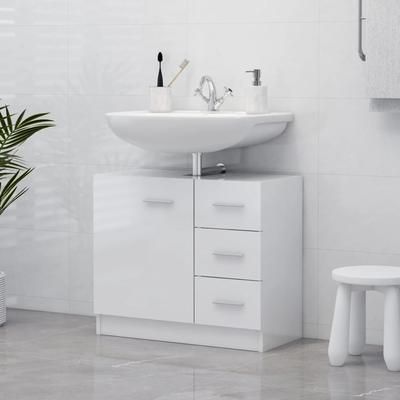 vidaXL Mobile Sottolavabo Bianco Lucido 63x30x54 cm in Truciolato