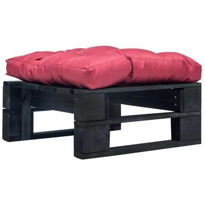 vidaXL Divano da Giardino a Pallet con Cuscino Rosso in Legno Nero