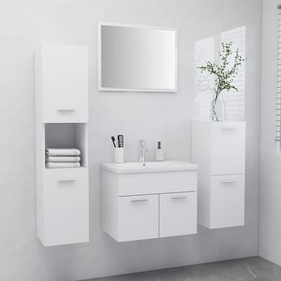 vidaXL Set Mobili da Bagno Bianco in Truciolato