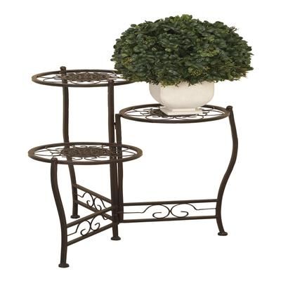 Set Of 3 Brown Metal Traditional Plantstand by Quinn Living in Brown