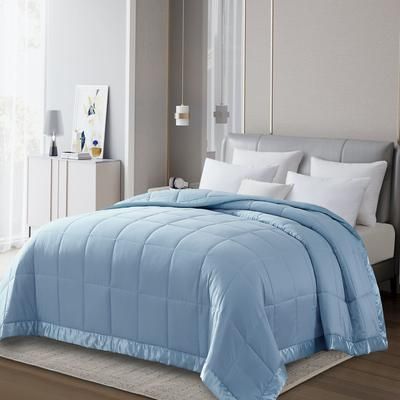 All Season Colored Microfiber Down Alternative Blanket by LCM Home Fashions, Inc. in Blue (Size FL/QUE)