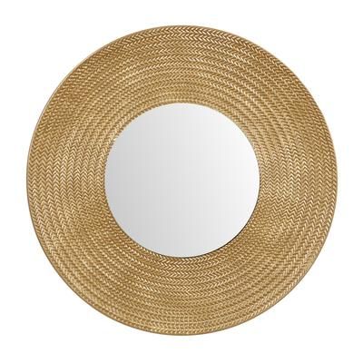 Gold Metal Contemporary Wall Mirror by Quinn Living in Gold