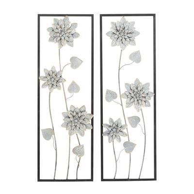 Set Of 2 Grey Metal Contemporary Wall Decor by Quinn Living in Grey