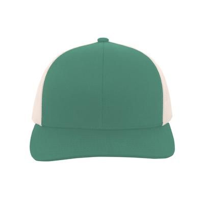 Pacific Headwear 104C Trucker Snapback Cap in Jaguar Teal/beige/jaguar Teal size OSFA | Cotton Blend