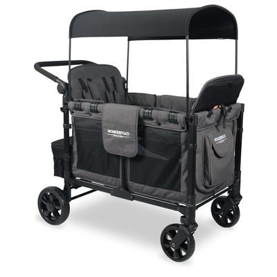 WonderFold W4 Elite Multifunctional Quad (4 Seater) Stroller Wagon - Charcoal Gray