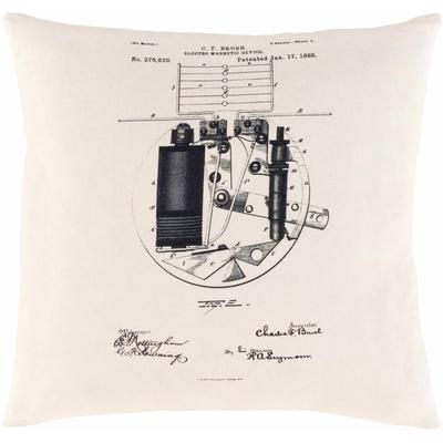 Bermagui 18" Square Cottage Cotton Black/Ivory Throw Pillow - Boutique Rugs