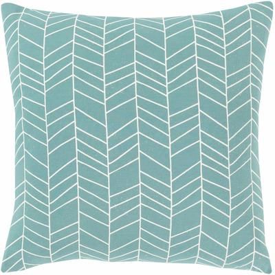 Toutle 13"L x 20"W Modern Cotton Cream/Teal Lumbar Pillow - Boutique Rugs