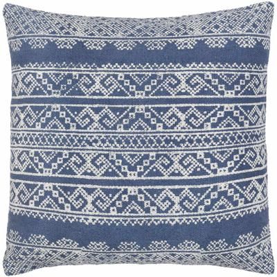 Dewsbury 22" Square Cotton Black/Dark Blue/Navy Lumbar Pillow - Boutique Rugs