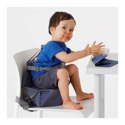 Bombol Pop-Up Booster Chair + Bamboo 3D Knit Bouncer Bundle - Denim Blue / Pebble Grey