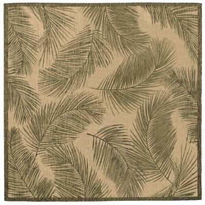 "Liora Manne Carmel Fronds Indoor/Outdoor Rug Green 7'10" Square - Trans Ocean CRES8847406"