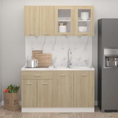 vidaXL Set Armadi da Cucina 4 pz Rovere Sonoma in Truciolato