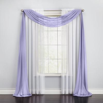 Wide Width BH Studio Sheer Voile Scarf Valance by BH Studio in Lavender (Size 40" W 288"L) Window Curtain