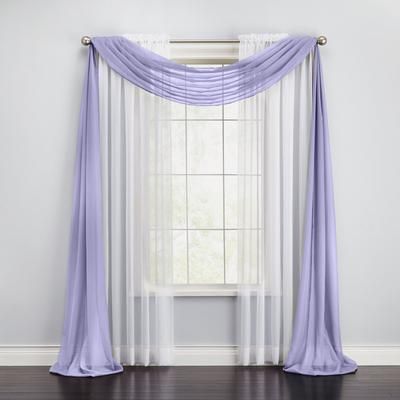 Wide Width BH Studio Sheer Voile Scarf Valance by BH Studio in Lavender (Size 40" W 288"L) Window Curtain