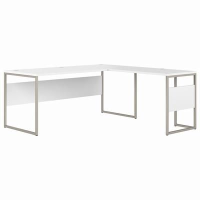 Bush Business Furniture Hybrid 72W x 30D L Shaped Table Desk with Metal Legs in White - Bush Business Furniture HYB026WH