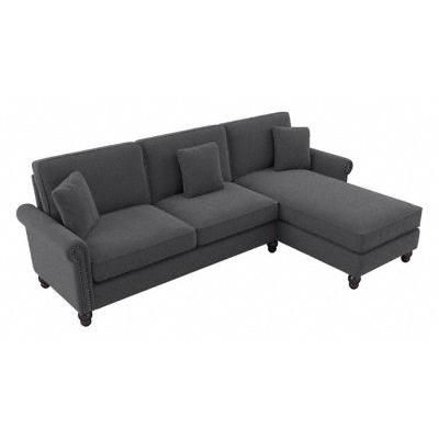 Bush Furniture Coventry 102W Sectional Couch with Reversible Chaise Lounge in Charcoal Gray Herringbone - Bush Furniture CVY102BCGH-03K