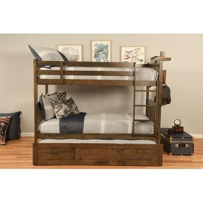 Claire Twin/Twin Bunk Bed and Trundle Bed Rustic Walnut + Tray - Kodiak Furniture KFTTCLTRWT6