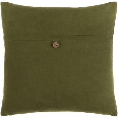 McQueeney 18" Square Cottage Pillow plush solid Cotton Dark Brown/Olive Throw Pillow - Boutique Rugs
