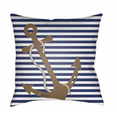 Waskaganish 20" Square Coastal Pillow plush Royal Denim/Seashell/Nutmeg/Gray/Medium Gray/Light Silver/Marine Blue Outdoor Throw Pillow - Boutique Rugs