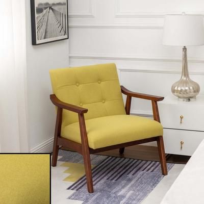 Take a Seat Natalie Accent Chair in Bumblebee Yellow Fabric/Espres