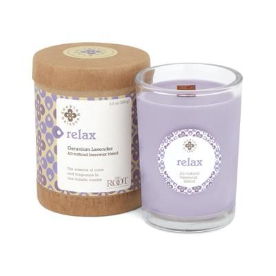 Seeking Balance Relax-Geranium Lavender Jar Candle by Root in Lavender