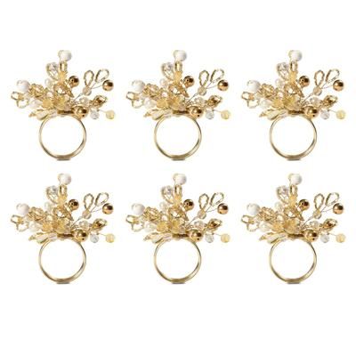 Gold Multi Bead Napkin Ring, Set of 6 by DII in Gold