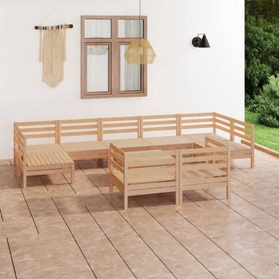 vidaXL Set Divani da Giardino 10 pz in Legno Massello di Pino