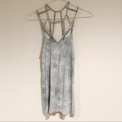 American Eagle Outfitters Tops | American Eagle Gray Tie Dye Cage Neckline Tank Top | Color: Gray | Size: M