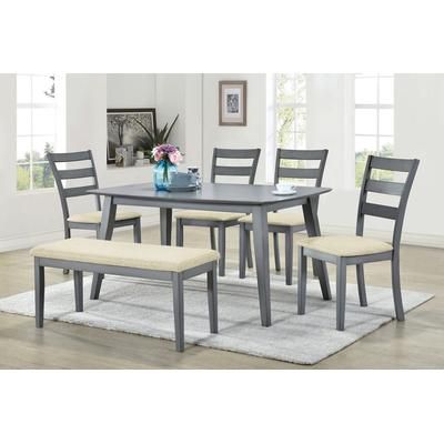 Galveston Gray Transitional Dining Set (Table, Bench, and 4 Chairs) in Gray - Progressive Furniture D825-95G