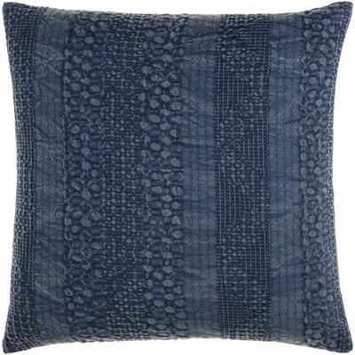 Edom 20" Square Cottage Pillow plush Cotton Navy Throw Pillow - Boutique Rugs