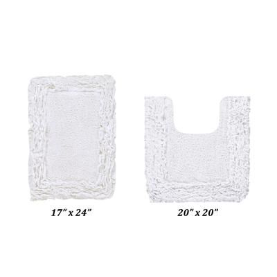 Shaggy Border Bath Rug Mat, 2 Pc Set (17" X 24" | 20" X 20") by Better Trends in White
