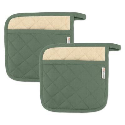 Solid Twill Potholder, Set 2 by Mu Kitchen in Green