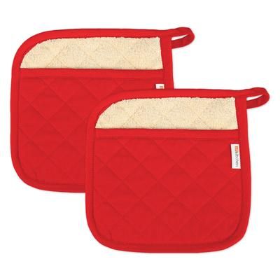 Solid Twill Potholder, Set 2 by Mu Kitchen in Crimson