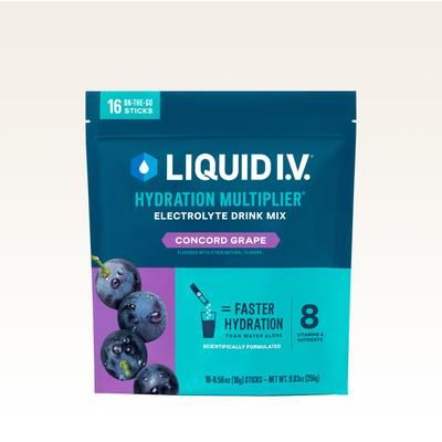 Liquid I.V. Concord Grape Powdered Hydration Multiplier (64 Pack) - Powdered Electrolyte Drink Mix Packets