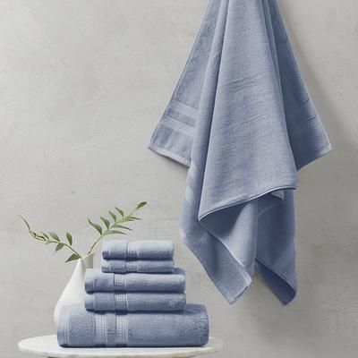 Beautyrest 100% Cotton Feather Soft Towel 6PC Set in Blue - Olliix BR73-2438