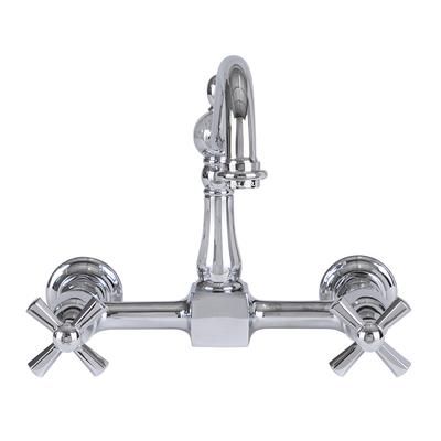 Randolph Morris Wall Mounted Bridge Utility Faucet - Metal Deco Cross Handles RMK6DMC-CP