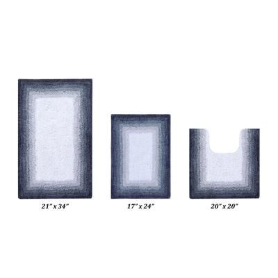 Torrent Border Bath Rug Mat, 3 Piece Set, (17" X 24" | 20" X 20" | 21" X 34") by Better Trends in Gray