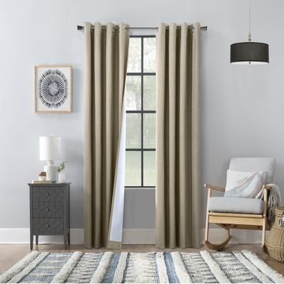 Wide Width Thermaplus Bedford Indoor Grommet Curtain Panel Pair by Commonwealth Home Fashions in Taupe (Size 52" W 95" L)