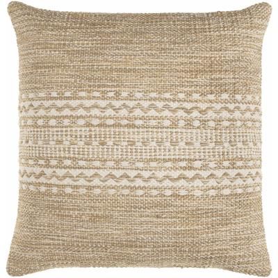 Lantz 18" Square Cottage Pillow Moroccan Plush Cotton Beige/Oatmeal/Tan/Light Beige Throw Pillow - Boutique Rugs
