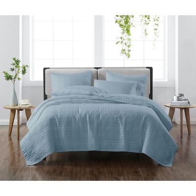 Heritage Solid Quilt Set by Cannon in Blue (Size TWINXL)
