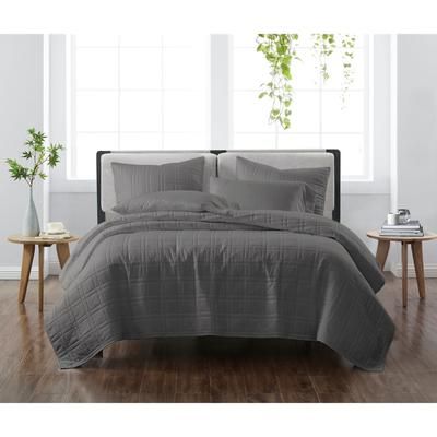 Heritage Solid Quilt Set by Cannon in Grey (Size TWINXL)