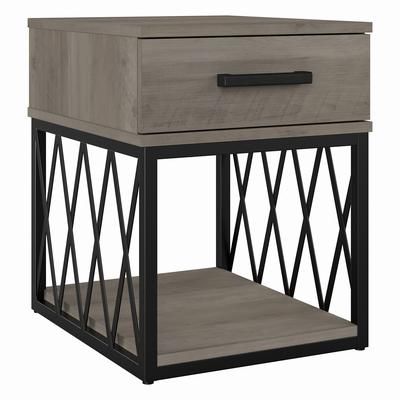 kathy ireland Home by Bush Furniture City Park Industrial End Table with Drawer in Driftwood Gray - Bush Furniture CPT118DG-03