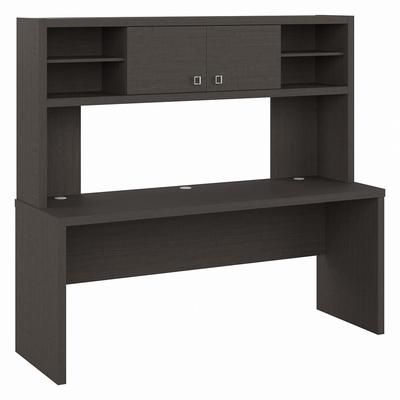 Bush Business Furniture Echo 72W Computer Desk with Hutch in Charcoal Maple - ECH056CM