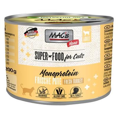 6x200g Mono Sensitive Turkey MAC's Wet Cat Food