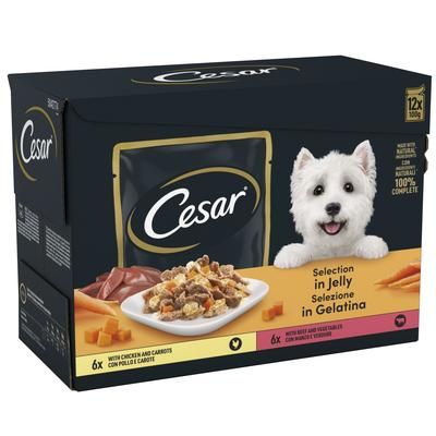 48x100g Cesar Pouches Deliciously Fresh Selection in Jelly Wet Dog Food