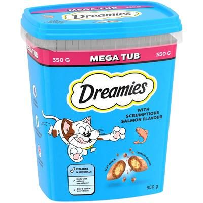2x350g Salmon Mega Tub Dreamies Cat Treats