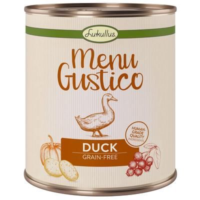 24x800g Adult, Duck, Carrot, Cowberries, Rosemary Menu Gustico Lukullus Wet Dog Food